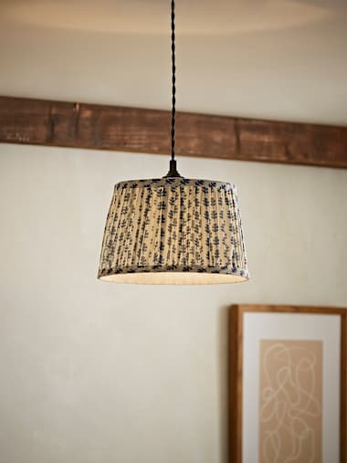 Small Blue Floral Pleated Pendant Shade
