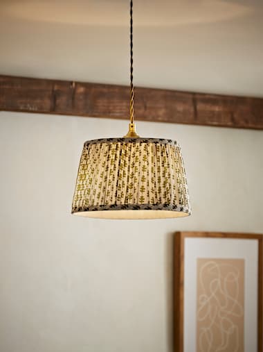 Small Green Floral Pleated Pendant Shade