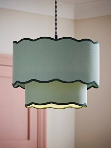 Sloane 2-Tier Colour Clash Green Trim Scalloped Shade