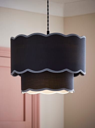 2-Tier Colour Clash Navy Trim Scalloped Shade