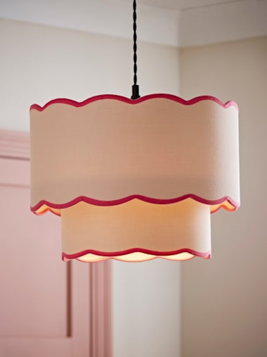 2-Tier Colour Clash Pink Trim Scalloped Shade