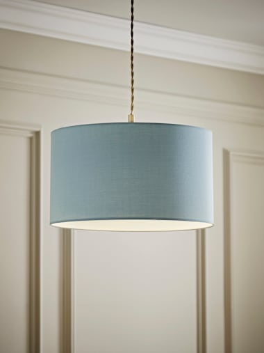 Medium Duck Egg Blue Fabric Drum Shade
