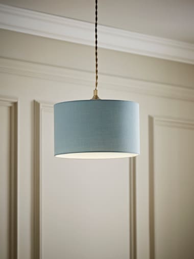 Small Duck Egg Blue Fabric Drum Shade
