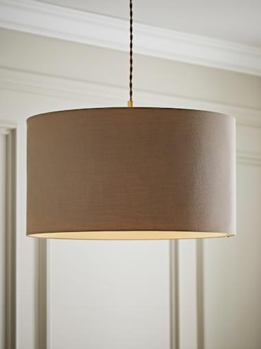 Large Taupe Fabric Drum Shade