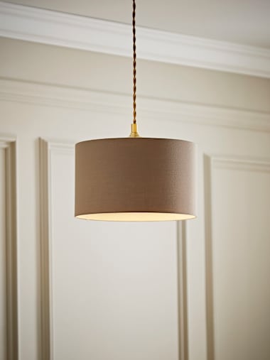 Small Taupe Fabric Drum Shade