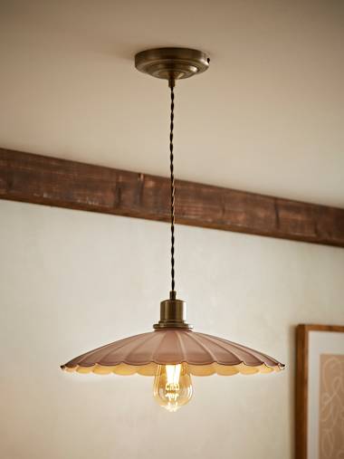 Holborn Dusky Pink Scalloped Pendant Ceiling Light