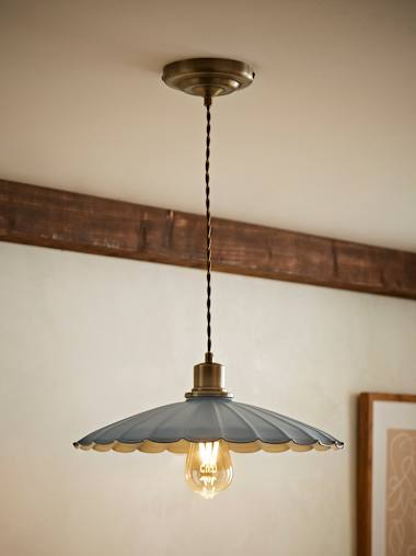 Grey Blue Scalloped Pendant Ceiling Light