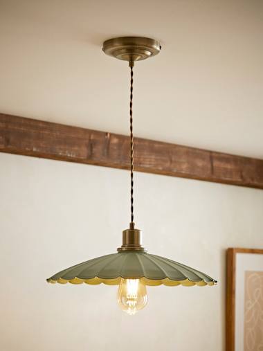 Moss Green Scalloped Pendant Ceiling Light