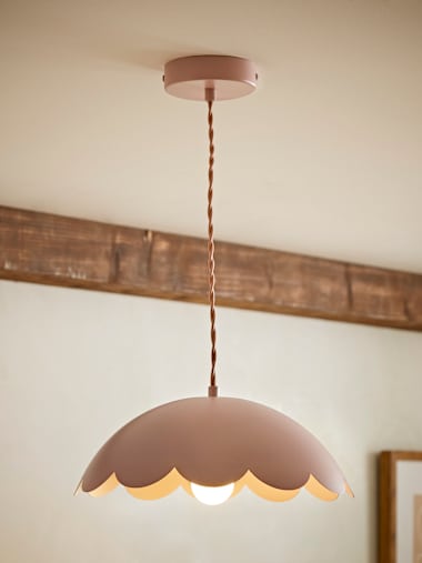 Rose Pink Scalloped Flower Ceiling Pendant Light