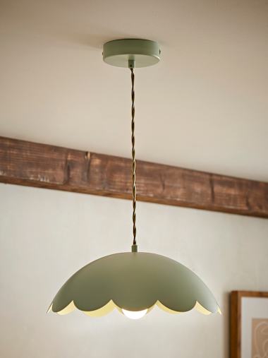 Sage Green Scalloped Flower Ceiling Pendant Light