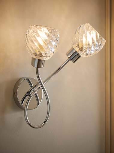 Chrome and Glass Wall Light