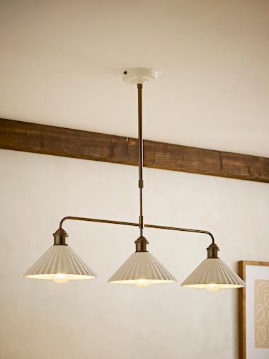 Brushed Brass with Ceramic Shade Diner Light
