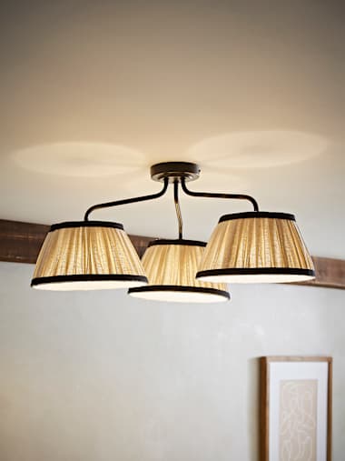 Black 3 Arm Tapered Shade Ceiling Light
