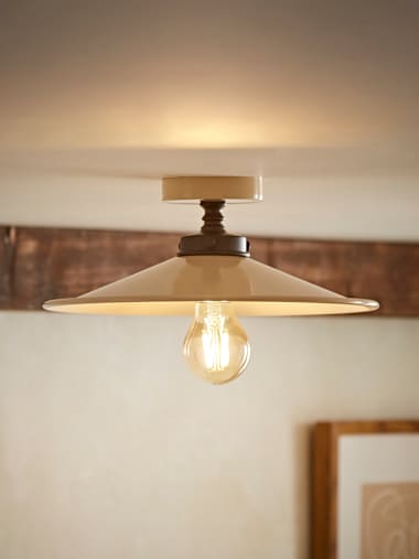 Natural Putty Rolled Edge Flush Ceiling Light