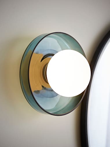 IP44 Jade Green Glass Flush Wall Light