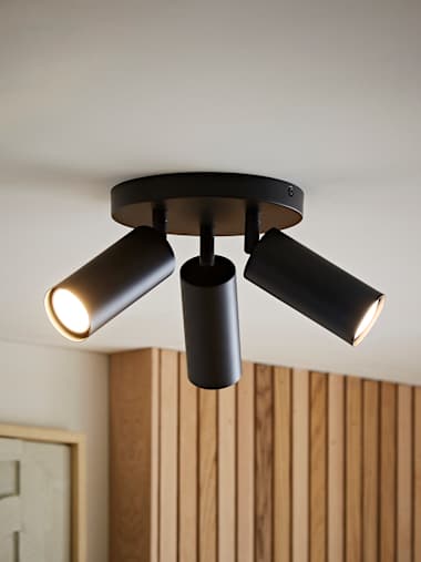 3-Way Matte Black Ceiling Spotlight