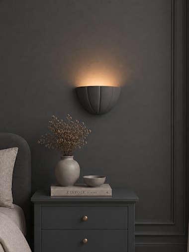 Dark Navy Scallop Ceramic Flush Wall Light