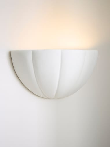 White Scallop Ceramic Flush Wall Light