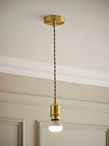 Brushed Gold Rechargeable Braided Cable Pendant Ceiling Lampholder