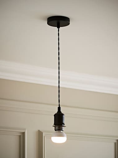 Matte Black Rechargeable Braided Cable Pendant Ceiling Lampholder