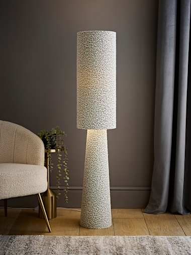 Grey Boucle Midi Floor Lamp