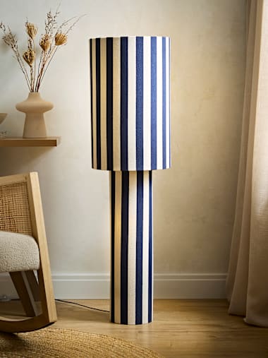 Navy Deckchair Stripe Fabric Midi Floor Lamp