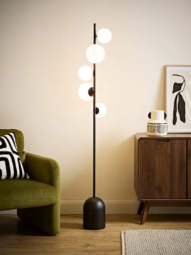Matte Black Frosted Globe Multi Arm Floor Lamp