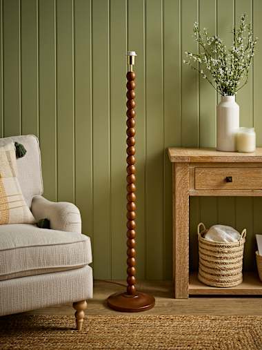 Walnut Bobbin Floor Lamp Base