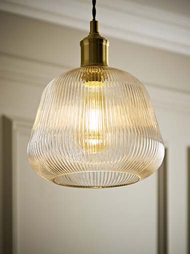 Ribbed Glass Bell Pendant Shade