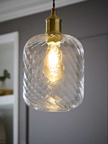 Clear Oval Swirl Glass Pendant Shade
