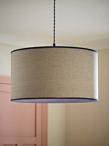 Navy Large Woven Drum Shade with Colour Inner