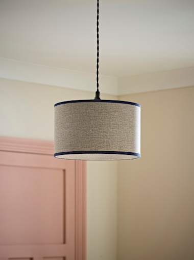 Navy Small Woven Drum Shade with Colour Inner