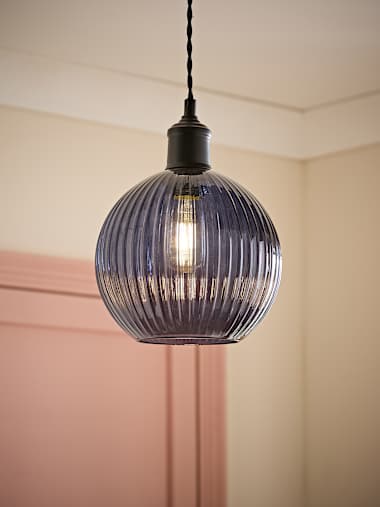 Navy Ribbed Glass Easy Fit Shade