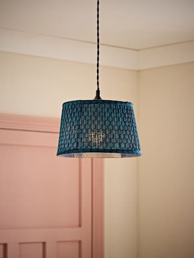 Small Teal Pleated Taper Shade