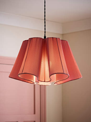 Pink Tulip Pleated Pendant Shade