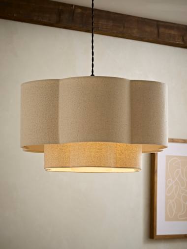 Natural 2 Tier Linen Scallop Shade