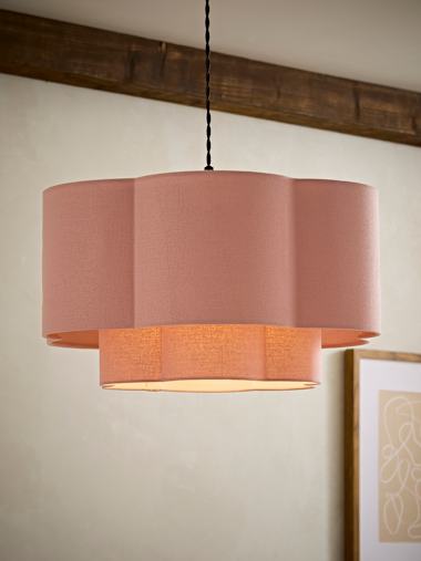 Pink 2 Tier Linen Scallop Shade