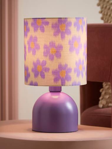 Purple Dome Table Lamp with Floral Shade