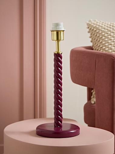 Pink Wooden Twist Table Lamp Base