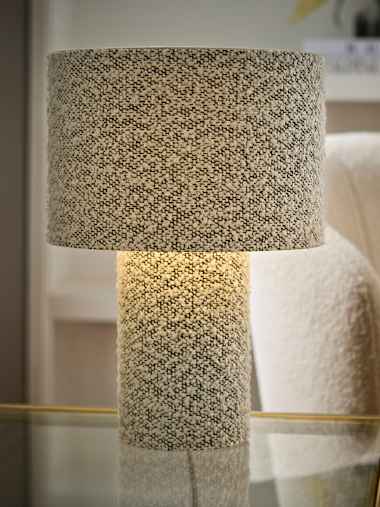 Grey Boucle Table Lamp