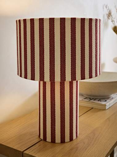 Burgundy Pinstripe Fabric Table Lamp