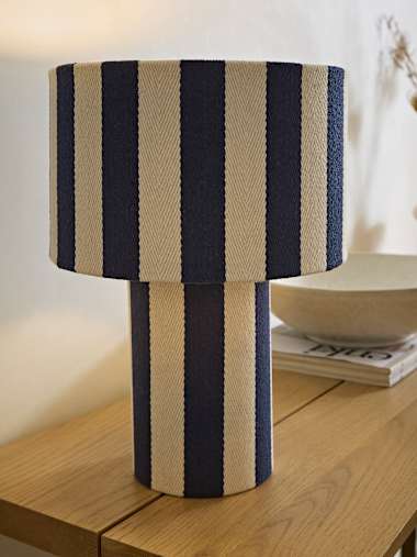 Navy Deckchair Stripe Fabric Table Lamp