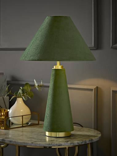 Green Velvet Conical Table Lamp