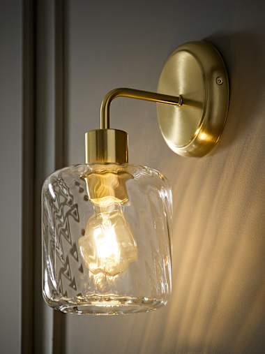 Brushed Gold and Swirled Glass Wall Light