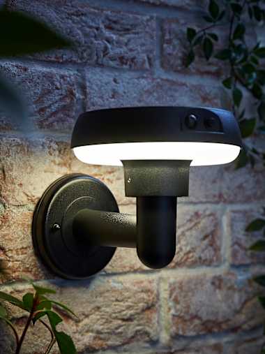 Matte Black Solar Wall Light