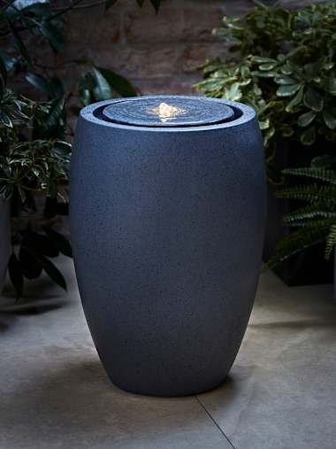 IP44 Tall Grey Urn Solar Water Feature