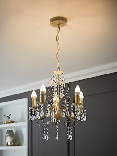 Lille 5-Way Distressed White Chandelier