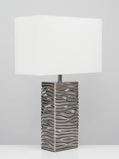 Pair of Silver Table Lamps with White Shades