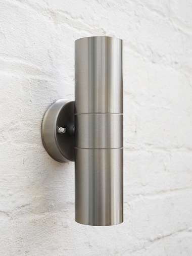 Pair of IP44 Brushed Chrome Up/Down Wall Lights