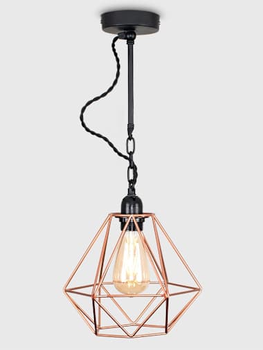 Huber Industrial Ceiling or Wall Light with Copper Cage Shade